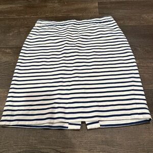 J Crew Women’s The Pencil Skirt Navy & White Cotton Linen Blend Sz6